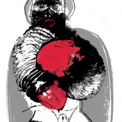 BOXEADOR-CABARETERA. Serigrafia de 3 tintas sobre papel. 70x100 cm. 2010