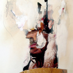 TEMPLO EN CONSTRUCCION. Collage y mixta sobre papel. 2015