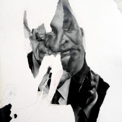 LA IZQUIERDA Y LA DERECHA DEL LIMBO (+ CARONTE). Collage y mixta sobre papel. 2016.