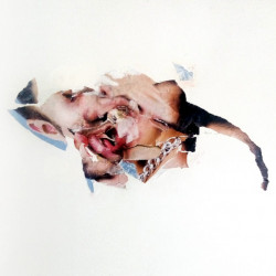 SEPIA (BESO ROBADO). Collage y mixta sobre papel. 2017.