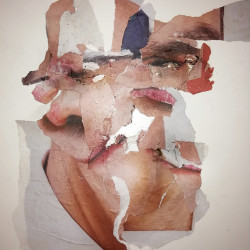 Binomio Debuten II. Collage y mixta sobre madera lacada. 2019